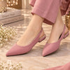 Pink Pointed-Toe Slingback Flats