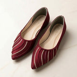 Maroon Hand-Embroidered Pointed Pump
