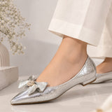 Silver Pointed-Toe Pumps