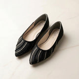 Black Hand-Embroidered Pointed Pump