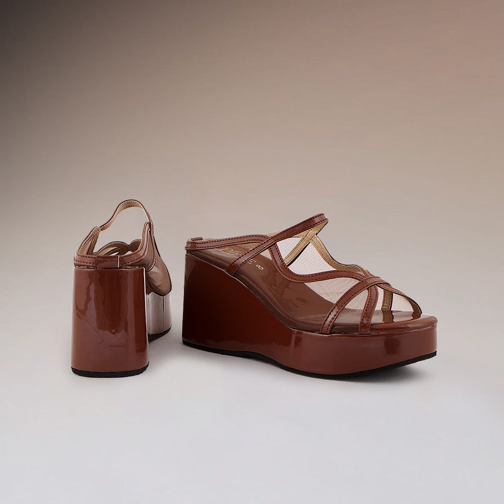 Coffe Noir Mesh Wedges