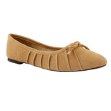 Cream Suede Flat Pumps