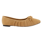Cream Suede Flat Pumps