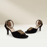 Black Heels With Gold Straps