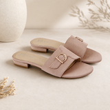 Beige D-Ring Buckle Flat