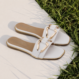 White Buckle-Strap Open-Toe