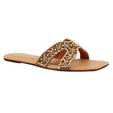 Cream Embroidered Leather Flats