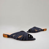 Navy Stitch Slip-On Flat