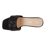 Black Woven Square-Toe Heels