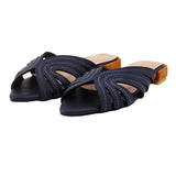 Navy Stitch Slip-On Flat
