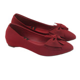 Maroon Bow Ballet Flat Pumps