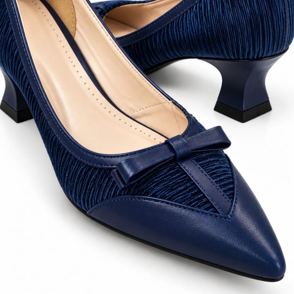 Navy Blue Classic Bow Pumps