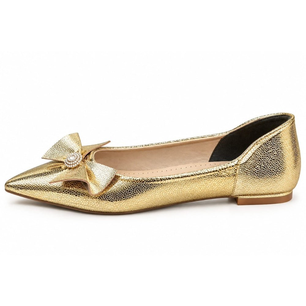Golden Pointed-Toe Pumps