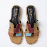 Mustard Colorblock Suede Slide