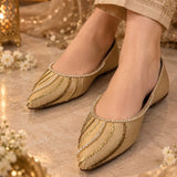 Cream Hand-Embroidered Pointed Pump