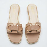 Light Brown Buckle-Strap Open-Toe
