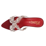 Maroon Stone-Embellished Heels