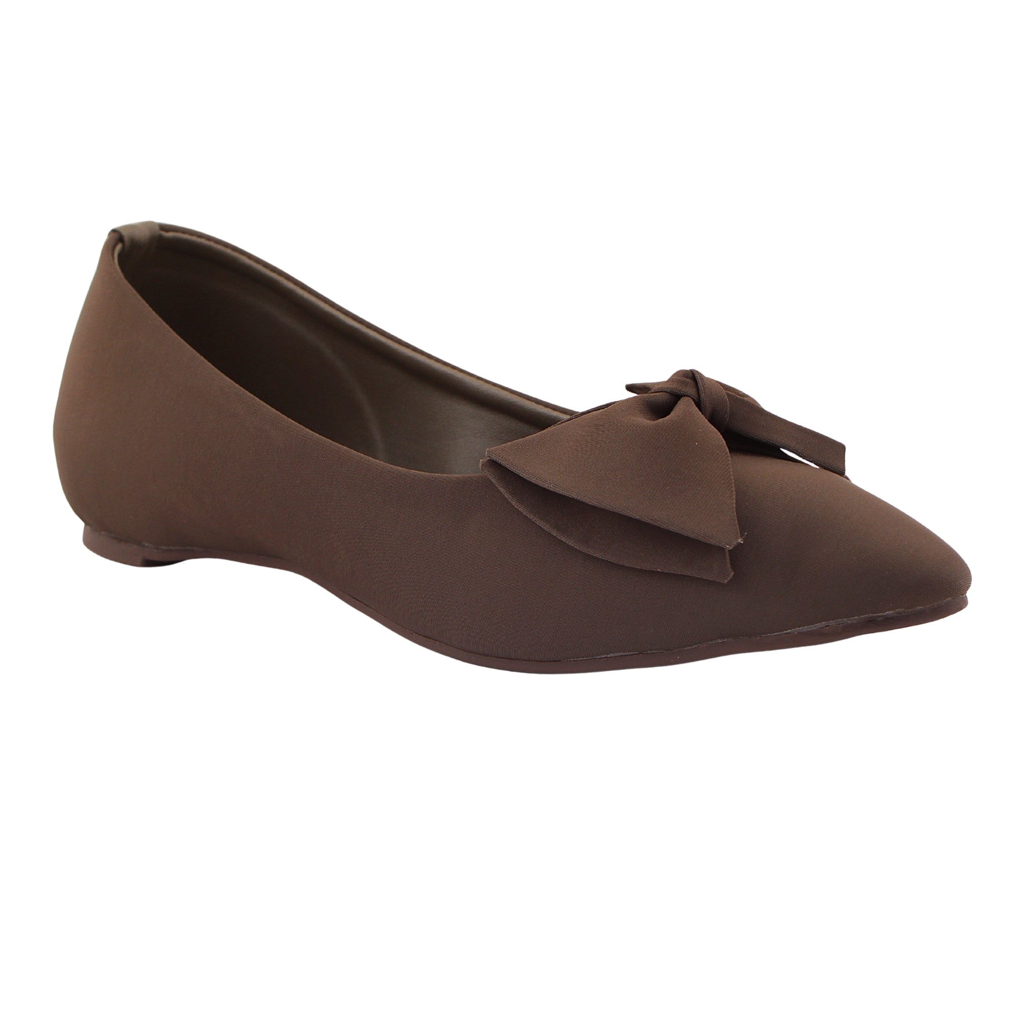 Chocolate Brown Bow Ballet Flat Pumps
