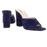 Navy Blue Suede Block Heels