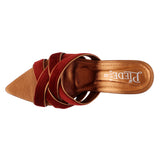 Maroon Velvet Criss-Cross Jewelled Heel