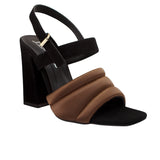Brown Puffy Strap High-Heeled Sandals
