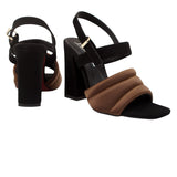 Brown Puffy Strap High-Heeled Sandals