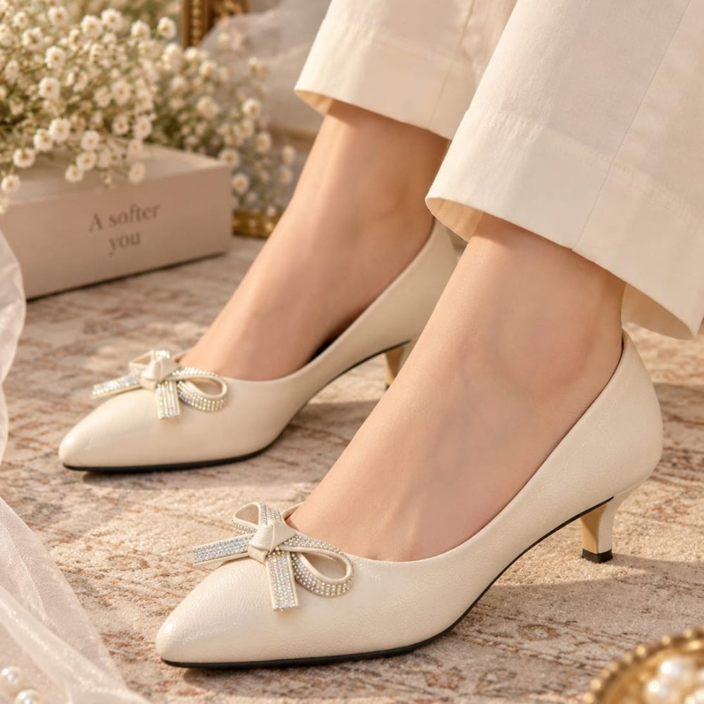 Cream Kitten Heel Pump