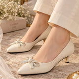 Cream Kitten Heel Pump
