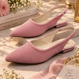 Pink Pointed-Toe Slingback Flats