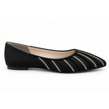 Black Hand-Embroidered Pointed Pump
