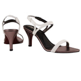 Grey White Strappy French Heel