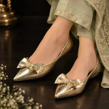 Golden Pointed-Toe Pumps