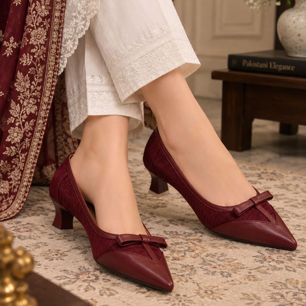 Maroon Classic Bow Pumps