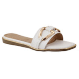 White Buckle-Strap Open-Toe