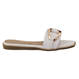 White Buckle-Strap Open-Toe