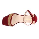 Maroon Ornamented Heels Sandal