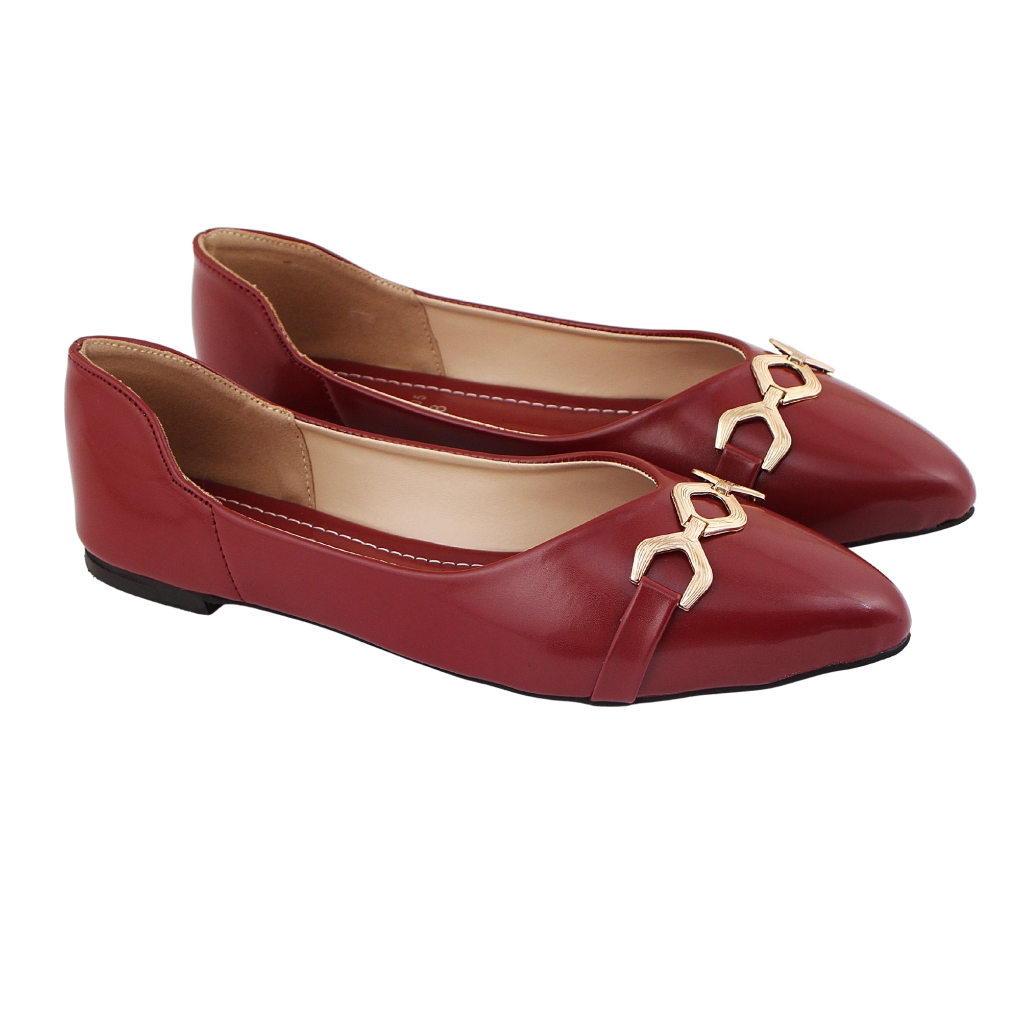 Burgundy Pointed Toe Slip-On Pumps