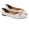 White Pointed Toe Slip-On Pumps
