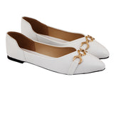 White Pointed Toe Slip-On Pumps