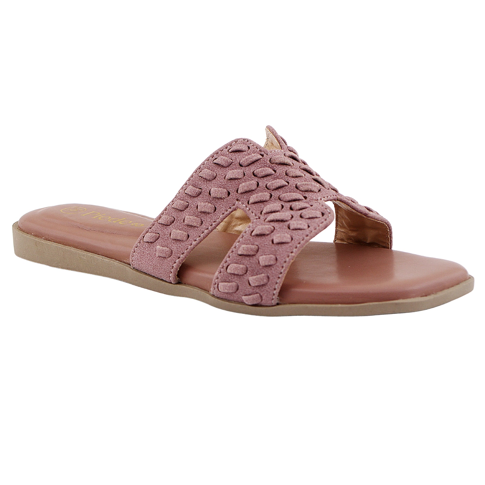 Dusty Pink Woven Strap Flats
