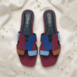 Maroon Colorblock Suede Slide