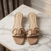 Light Brown Buckle-Strap Open-Toe