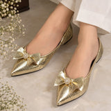 Golden Pointed-Toe Pumps