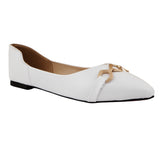 White Pointed Toe Slip-On Pumps