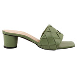 Sage Green Woven Square-Toe Heels