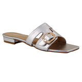 Silver Square-Toe Flats