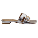 Silver Square-Toe Flats