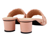 Peach Woven Square-Toe Heels