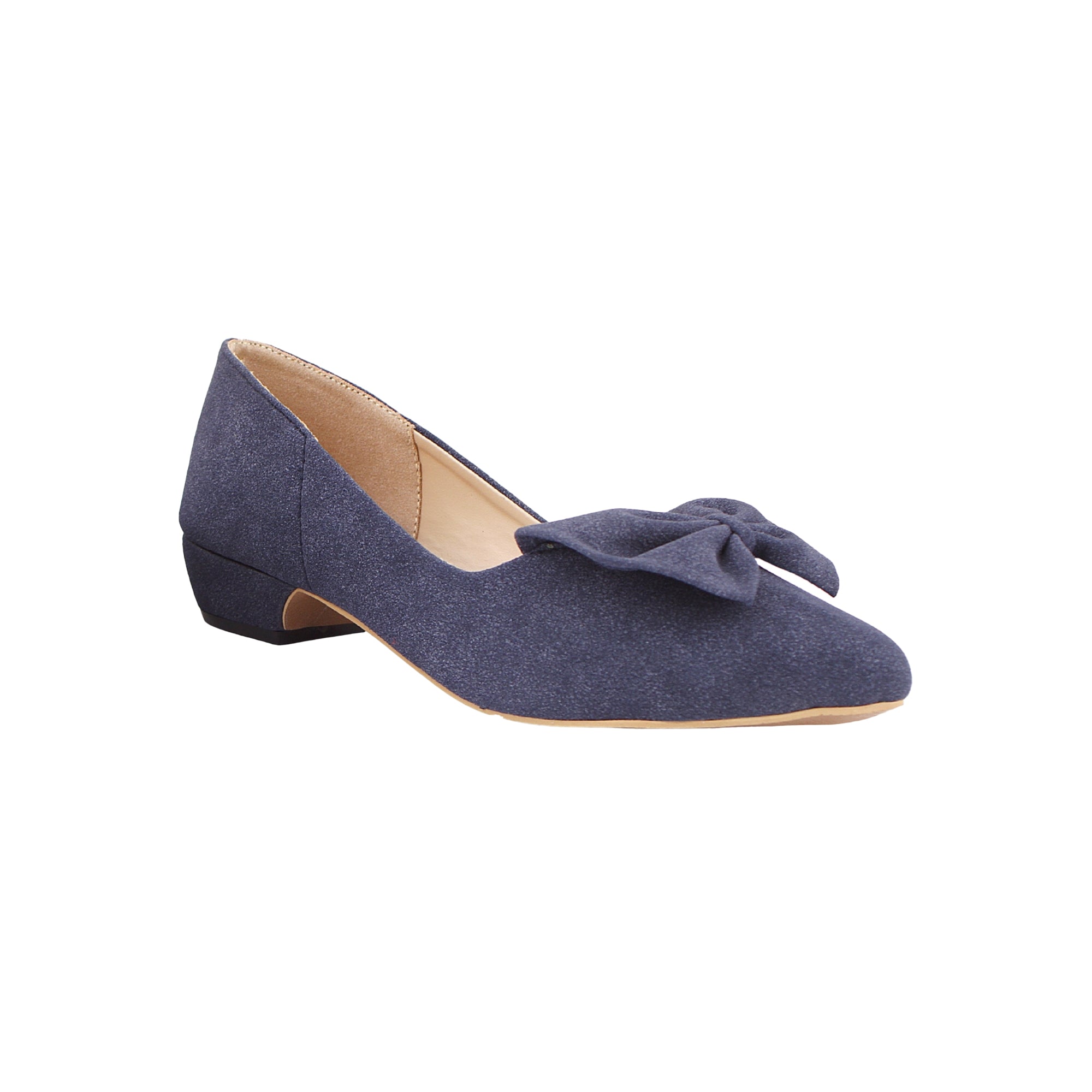 Blue Suede Bow Pumps