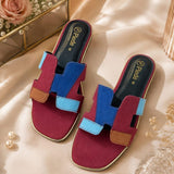 Maroon Colorblock Suede Slide